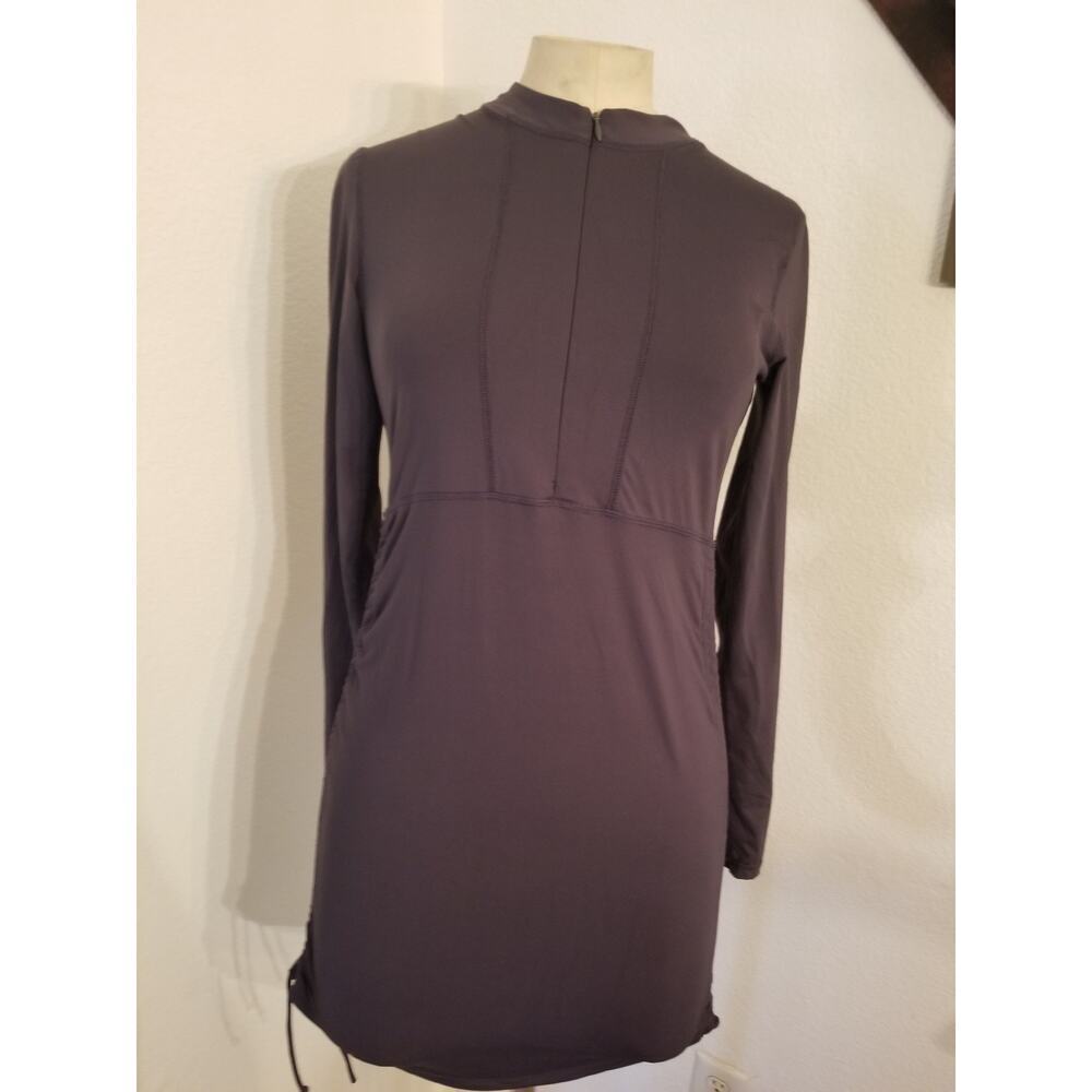 Athleta Womens Sz S Long Top Half Zip Ruched Guard Gray Dress Style 826058